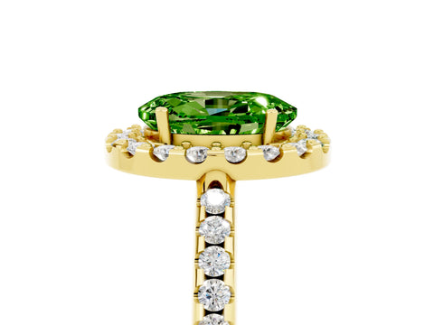 Yellow gold Oval Cut Peridot Pavé Halo Ring with Four-Prong Setting_17