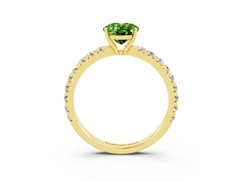 Yellow gold Oval Cut Peridot Pavé Solitaire Engagement Ring with Four-Prong Setting_15