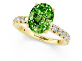 Yellow gold Oval Cut Peridot Pavé Solitaire Ring with Round Band and Prong Setting_25