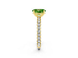 Yellow gold Oval Cut Peridot Pavé Solitaire Ring with Round Band and Prong Setting_26