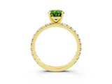 Yellow gold Oval Cut Peridot Pavé Solitaire Ring with Round Band and Prong Setting_27