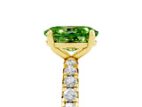 Yellow gold Oval Cut Peridot Pavé Solitaire Ring with Round Band and Prong Setting_29