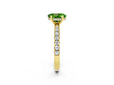 Yellow gold Oval Cut Peridot Pave Band Solitaire Ring with Four-Prong Setting_26