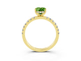 Yellow gold Oval Cut Peridot Pave Band Solitaire Ring with Four-Prong Setting_27