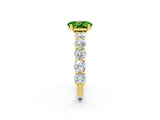 Yellow gold Oval Cut Peridot Prong Setting with Side Stones on a Pave Band_2