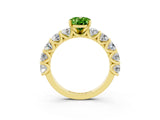 Yellow gold Oval Cut Peridot Prong Setting with Side Stones on a Pave Band_3