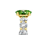 Yellow gold Oval Cut Peridot Prong Setting with Side Stones on a Pave Band_5