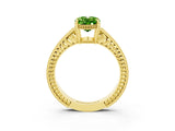 Yellow gold Oval Cut Peridot Ring with Milgrain Pavé Band and Four-Prong Setting_15