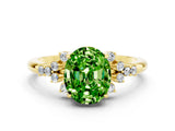 Yellow gold Oval Cut Peridot Ring with Side Stones and Four-Prong Setting_72