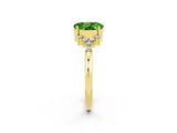Yellow gold Oval Cut Peridot Ring with Side Stones and Four-Prong Setting_74
