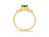 Yellow gold Oval Cut Peridot Ring with Side Stones and Four-Prong Setting_75