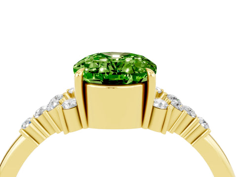 Yellow gold Oval Cut Peridot Ring with Side Stones and Four-Prong Setting_76