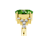 Yellow gold Oval Cut Peridot Ring with Side Stones and Four-Prong Setting_77