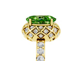 Yellow gold Oval Cut Peridot Scalloped Halo Engagement Ring with Round Shared Prong Band_17