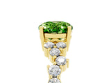 Yellow gold Oval Cut Peridot Scattered Round Accent Ring with Prong Setting_17