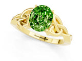 Yellow gold Oval Cut Peridot Solitaire Celtic Knot Ring with Four-Prong Setting_13