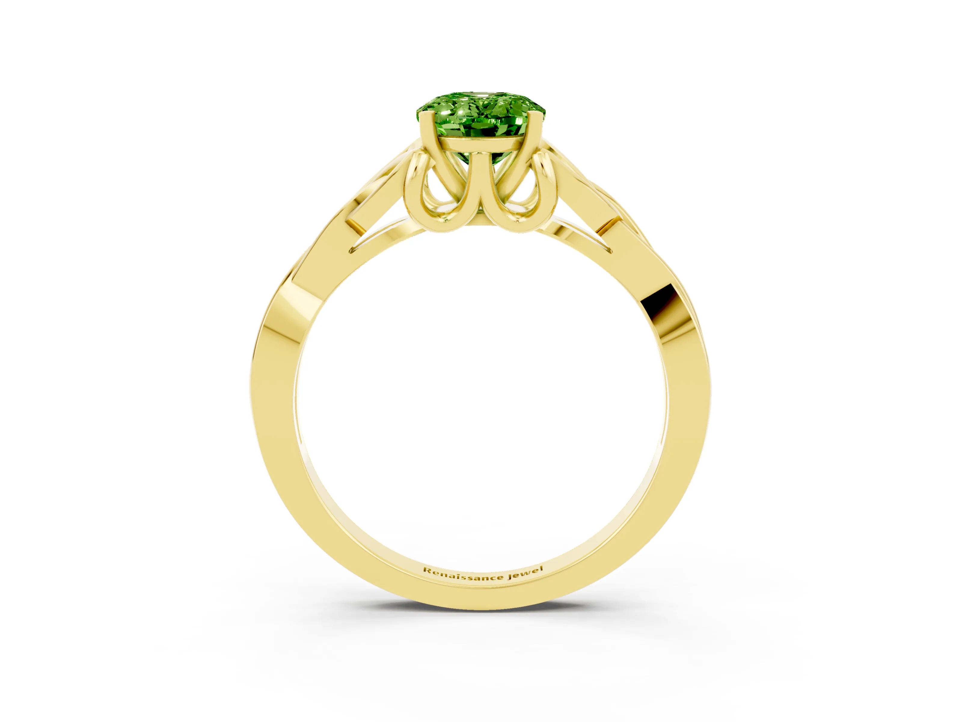 Yellow gold Oval Cut Peridot Solitaire Celtic Knot Ring with Four-Prong Setting_15