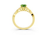 Yellow gold Oval Cut Peridot Solitaire Celtic Knot Ring with Four-Prong Setting_15