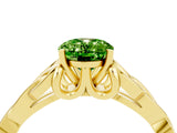 Yellow gold Oval Cut Peridot Solitaire Celtic Knot Ring with Four-Prong Setting_16