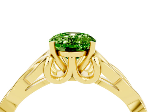Yellow gold Oval Cut Peridot Solitaire Celtic Knot Ring with Four-Prong Setting_16