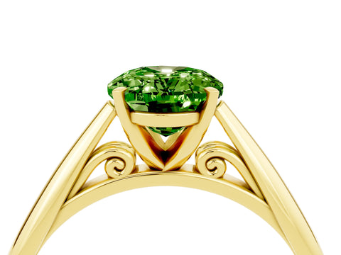 Yellow gold Oval Cut Peridot Solitaire Engagement Ring with Cathedral Setting and Four-Prong Mount_16