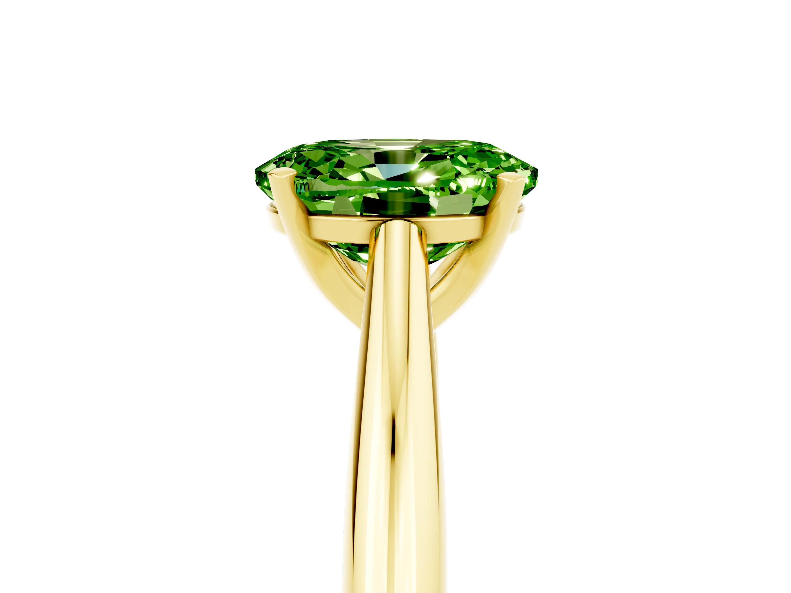 Yellow gold Oval Cut Peridot Solitaire Engagement Ring with Cathedral Setting and Four-Prong Mount_17