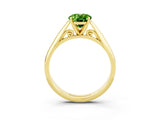 Yellow gold Oval Cut Peridot Solitaire Engagement Ring with Cathedral Setting and Four-Prong Mount_21