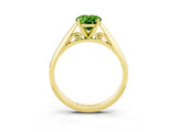 Yellow gold Oval Cut Peridot Solitaire Engagement Ring with Cathedral Setting and Four-Prong Mount_69