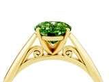 Yellow gold Oval Cut Peridot Solitaire Engagement Ring with Cathedral Setting and Four-Prong Mount_70