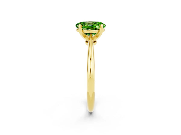 Yellow gold Oval Cut Peridot Solitaire Engagement Ring with Classic Band and Four-Prong Setting