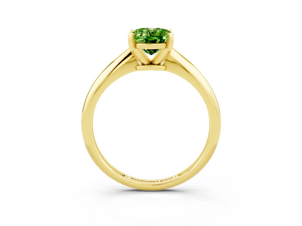 Yellow gold Oval Cut Peridot Solitaire Engagement Ring with Classic Band and Four-Prong Setting