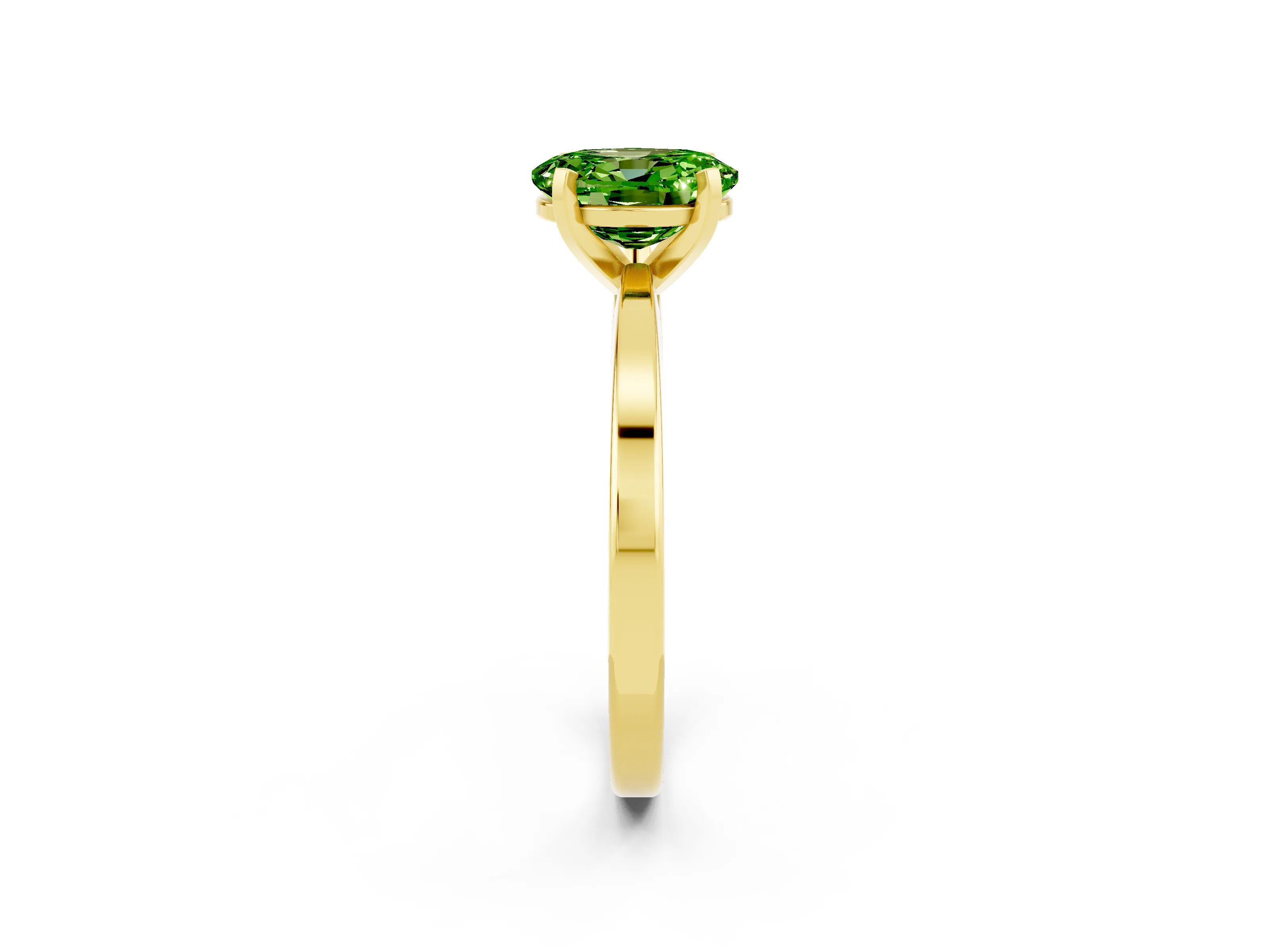 Yellow gold Oval Cut Peridot Solitaire Engagement Ring with Classic Band and Four-Prong Setting_26