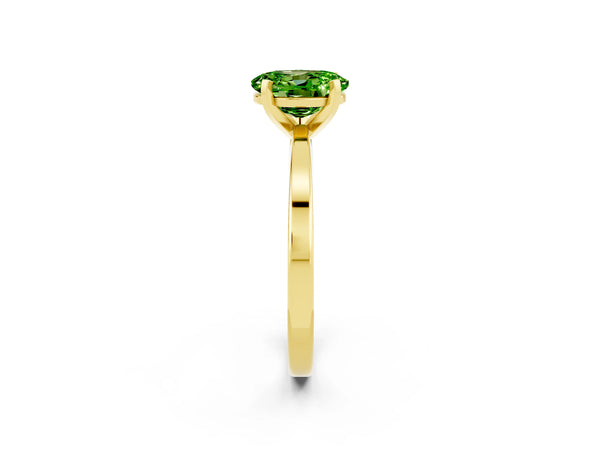 Yellow gold Oval Cut Peridot Solitaire Engagement Ring with Classic Band and Four-Prong Setting