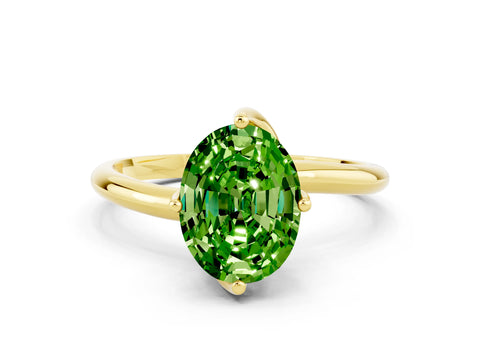 Yellow gold Oval Cut Peridot Solitaire Engagement Ring with Four-Prong Setting and Classic Band_12