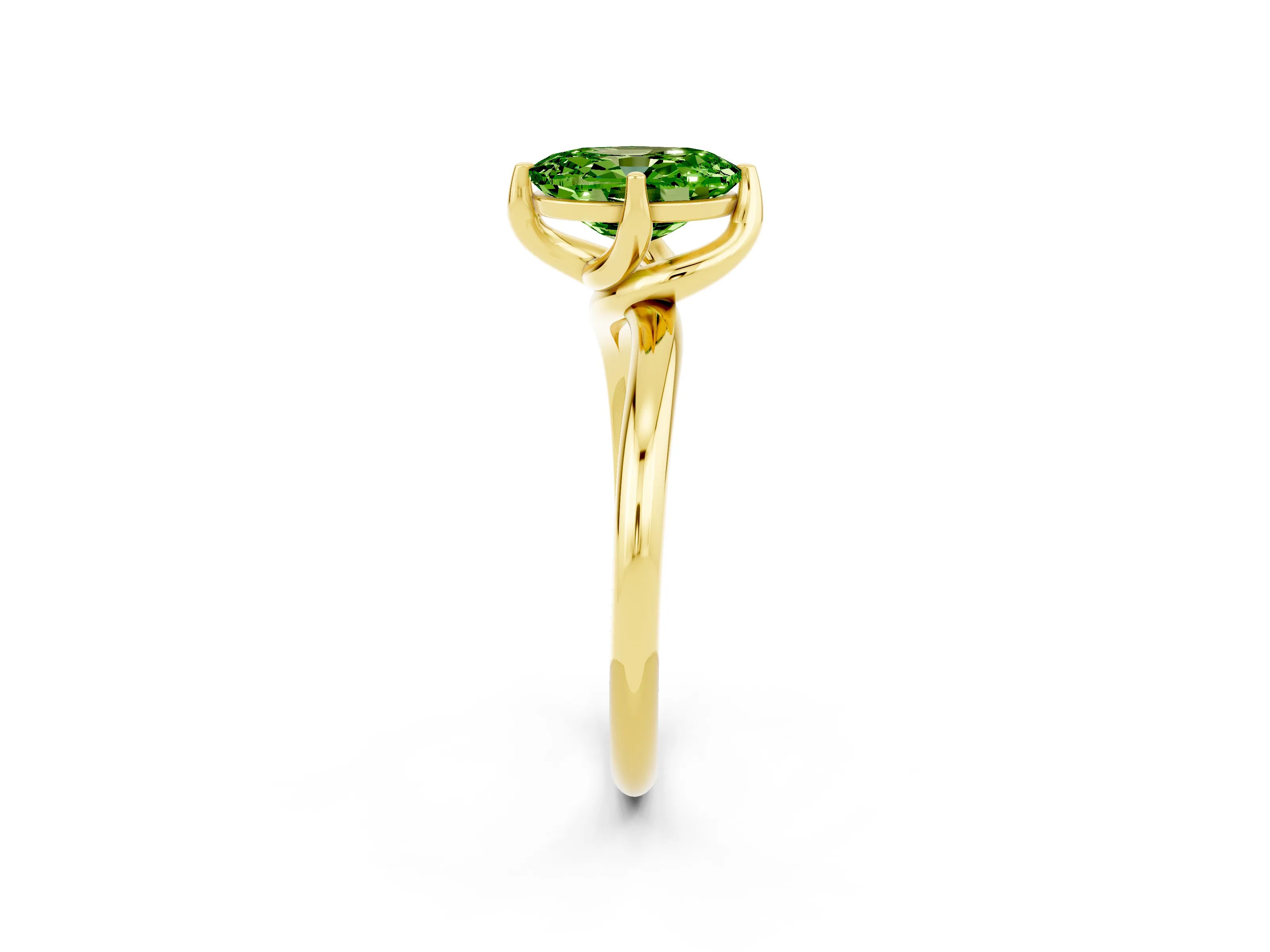 Yellow gold Oval Cut Peridot Solitaire Engagement Ring with Four-Prong Setting and Classic Band_14