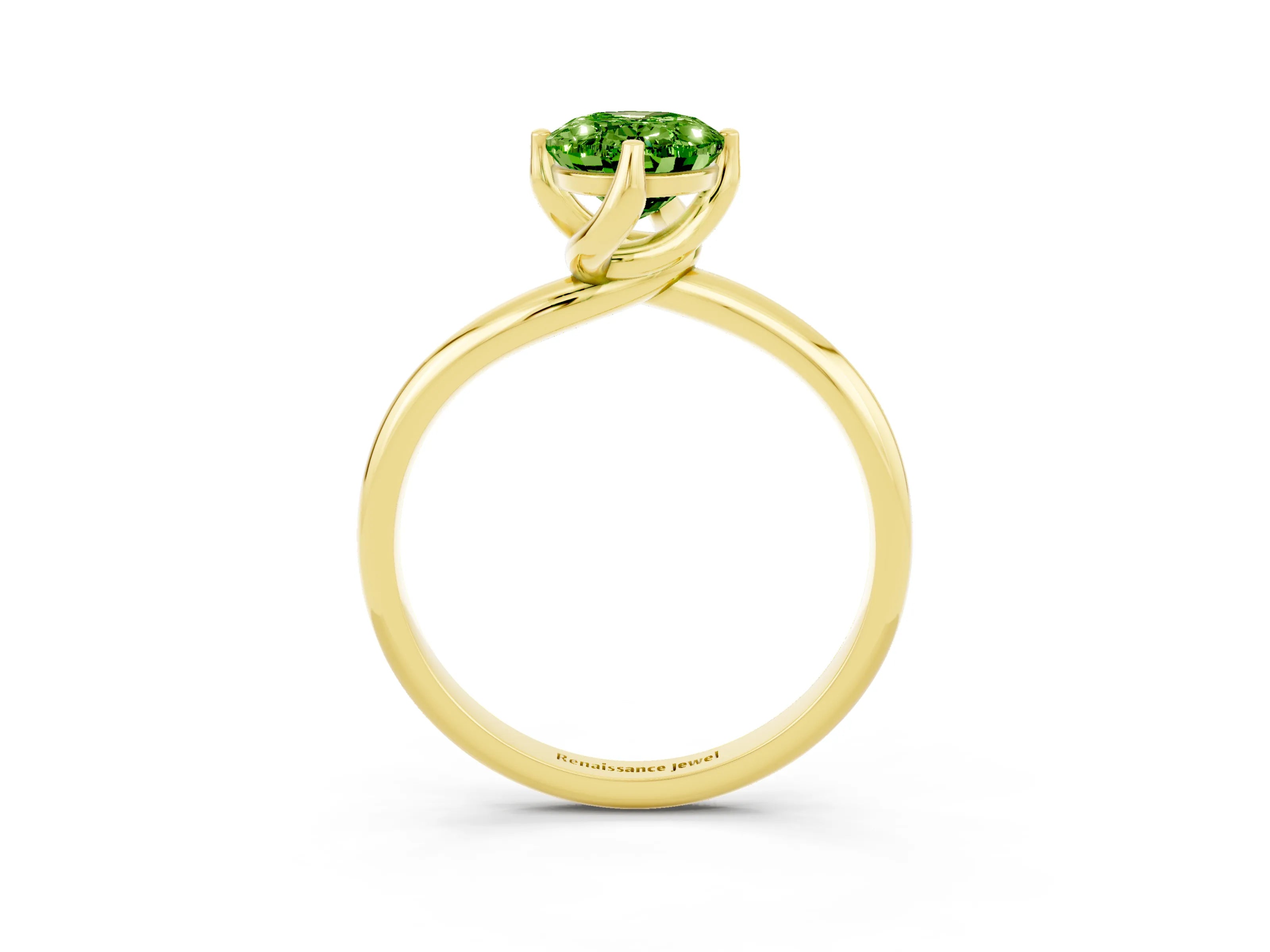 Yellow gold Oval Cut Peridot Solitaire Engagement Ring with Four-Prong Setting and Classic Band_15