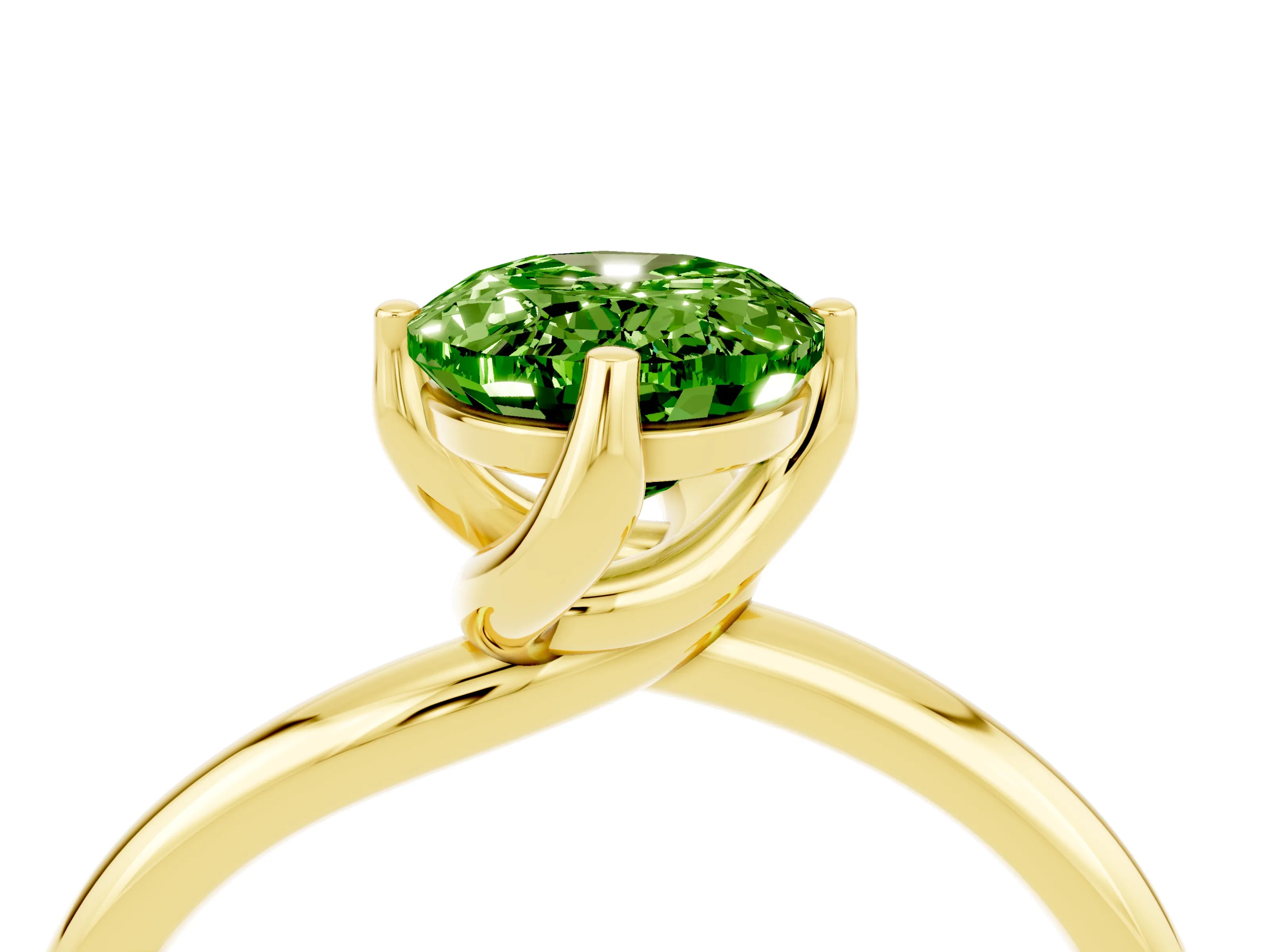 Yellow gold Oval Cut Peridot Solitaire Engagement Ring with Four-Prong Setting and Classic Band_16