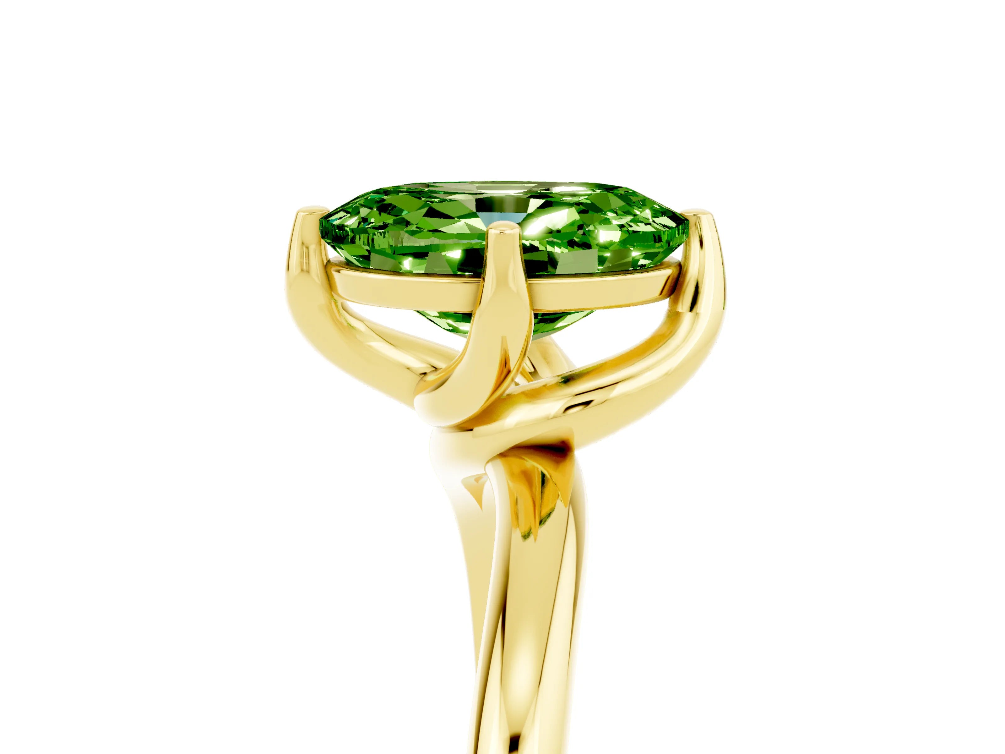 Yellow gold Oval Cut Peridot Solitaire Engagement Ring with Four-Prong Setting and Classic Band_17