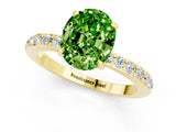 Yellow gold Oval Cut Peridot Solitaire Engagement Ring with Pavé Band and Four-Prong Setting_1