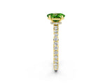 Yellow gold Oval Cut Peridot Solitaire Engagement Ring with Pavé Band and Four-Prong Setting_2