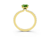Yellow gold Oval Cut Peridot Solitaire Engagement Ring with Pavé Band and Four-Prong Setting_3