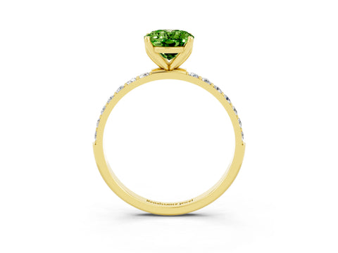 Yellow gold Oval Cut Peridot Solitaire Engagement Ring with Pavé Band and Prong Setting_3