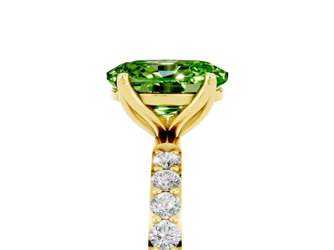 Yellow gold Oval Cut Peridot Solitaire Engagement Ring with Pavé Band and Prong Setting_5