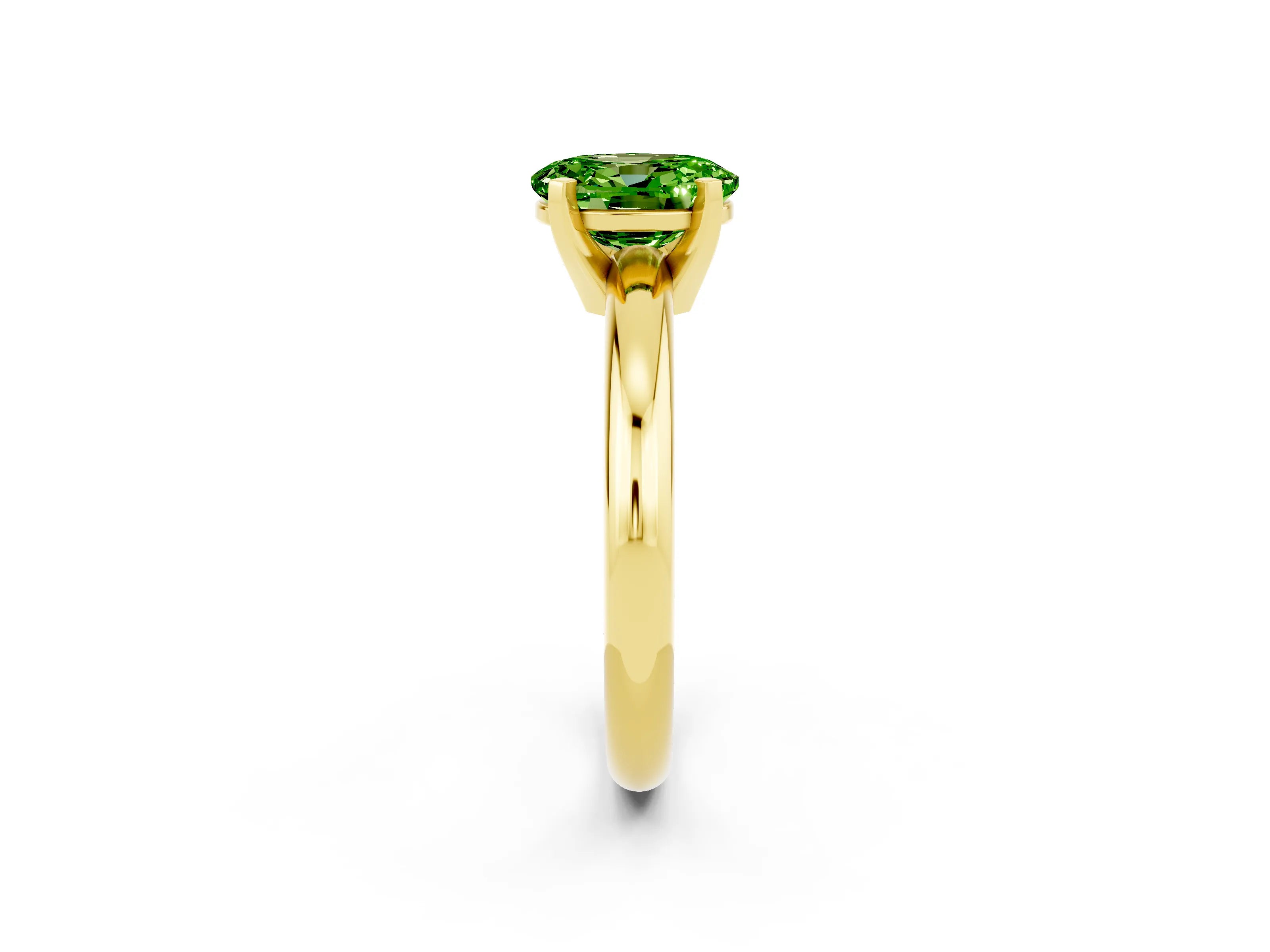 Yellow gold Oval Cut Peridot Solitaire Engagement Ring with Round Band and Four-Prong Setting_2
