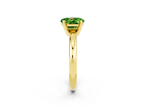 Yellow gold Oval Cut Peridot Solitaire Engagement Ring with Round Band and Four-Prong Setting
