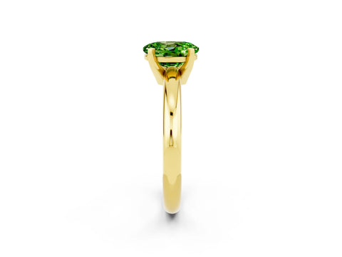Yellow gold Oval Cut Peridot Solitaire Engagement Ring with Round Band and Four-Prong Setting_2