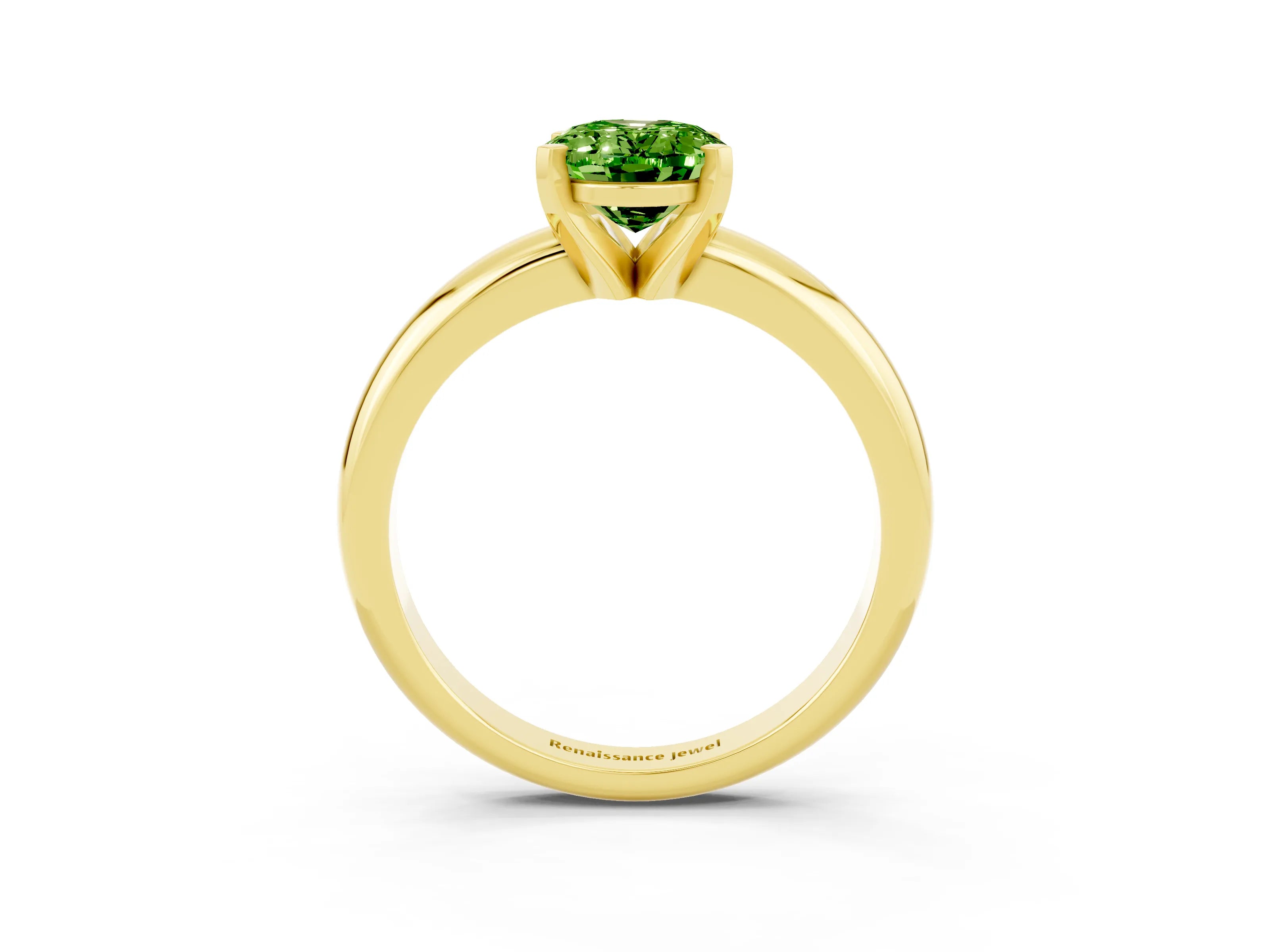 Yellow gold Oval Cut Peridot Solitaire Engagement Ring with Round Band and Four-Prong Setting_3
