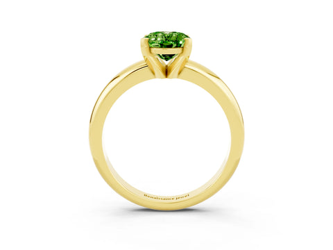 Yellow gold Oval Cut Peridot Solitaire Engagement Ring with Round Band and Four-Prong Setting_3
