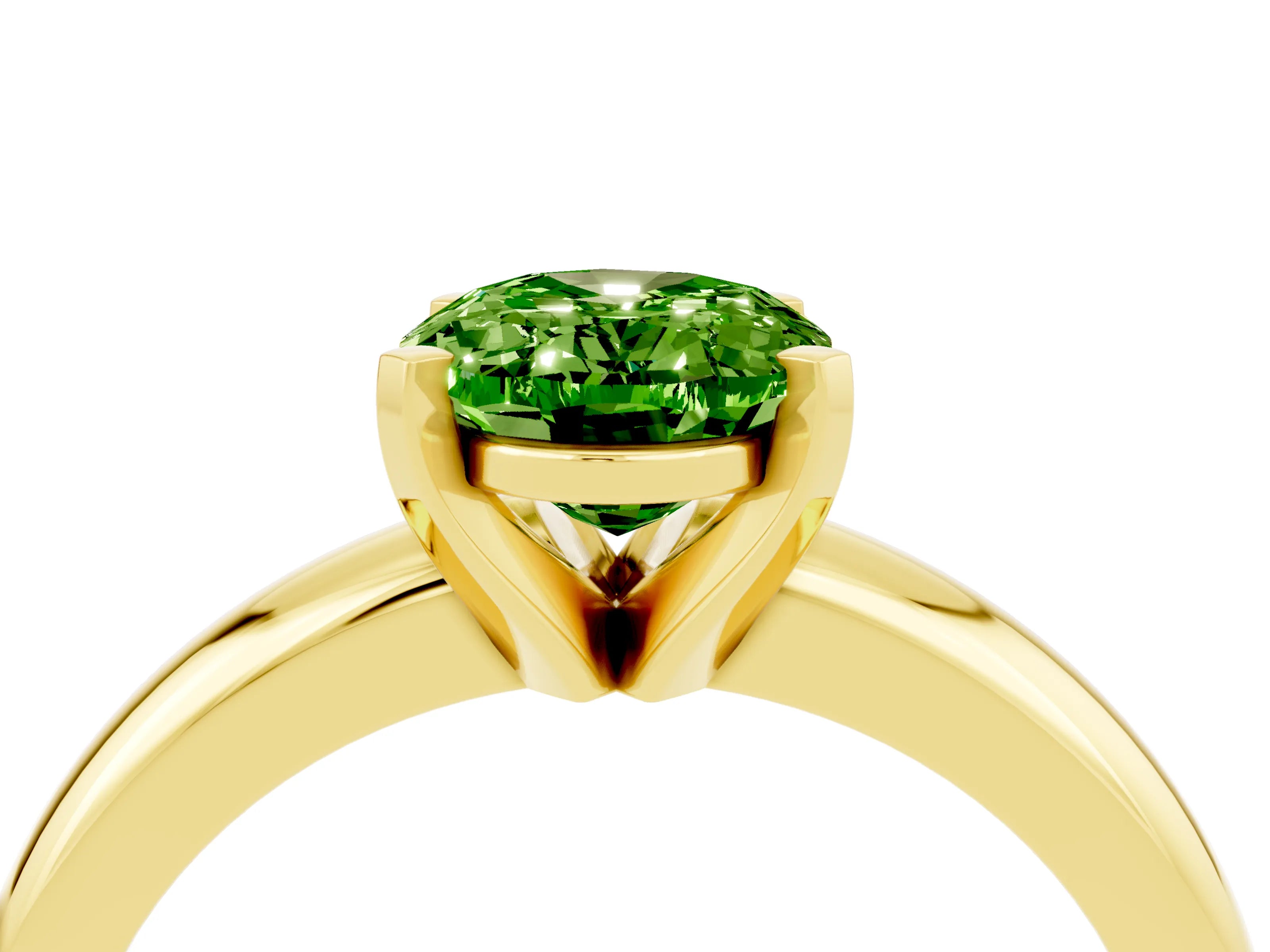 Yellow gold Oval Cut Peridot Solitaire Engagement Ring with Round Band and Four-Prong Setting_4