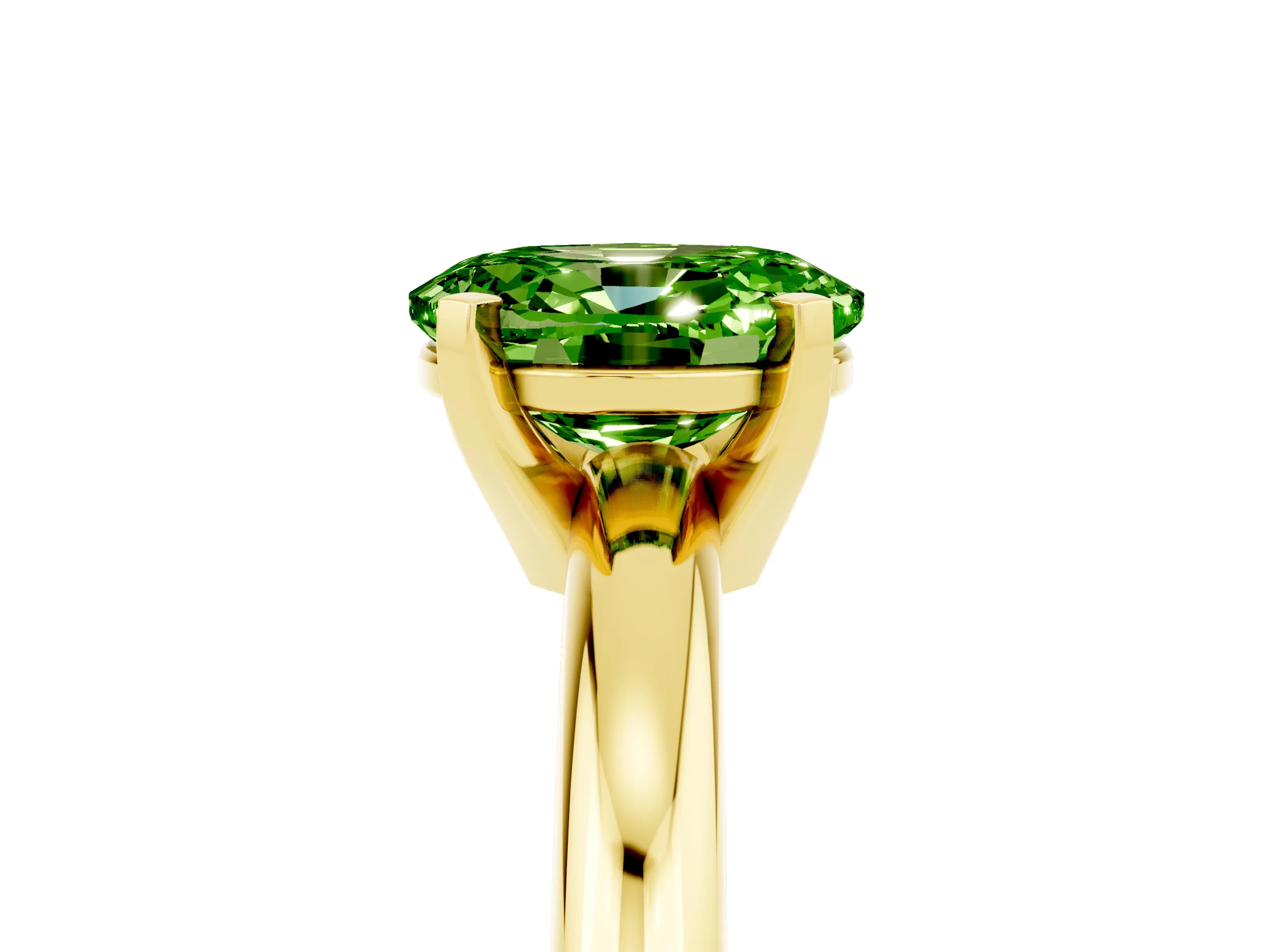 Yellow gold Oval Cut Peridot Solitaire Engagement Ring with Round Band and Four-Prong Setting_5